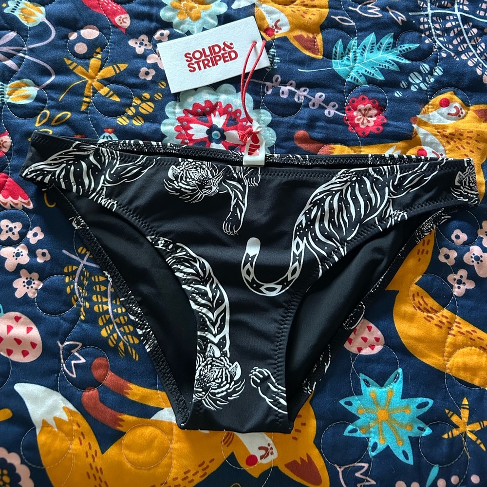 Solid and striped bikini bottom tiger, print extra small nwt
